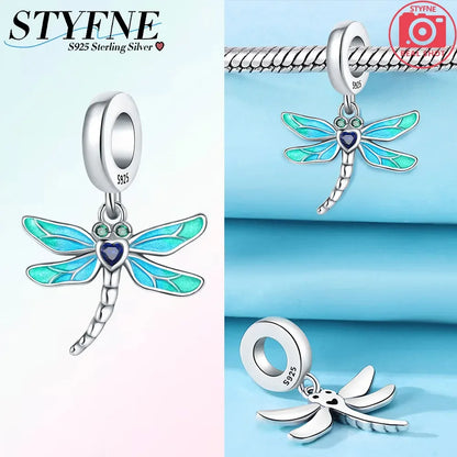 Charm-Anhänger aus 925er-Sterlingsilber, Elefant, Libelle, Tiefseefisch, für Frauen, DIY-Perlen, Original-Armband, edle Schmuckherstellung, Geschenk