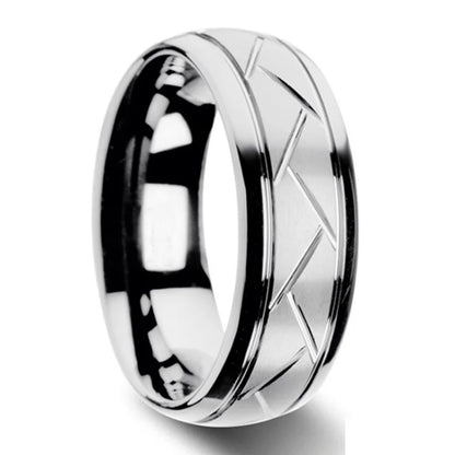 Moderne 8mm Schwarz Titan stahl Ringe für Männer Frauen Nut Facetten Edelstahl Männer Ring Hochzeit Band schmuck Großhandel
