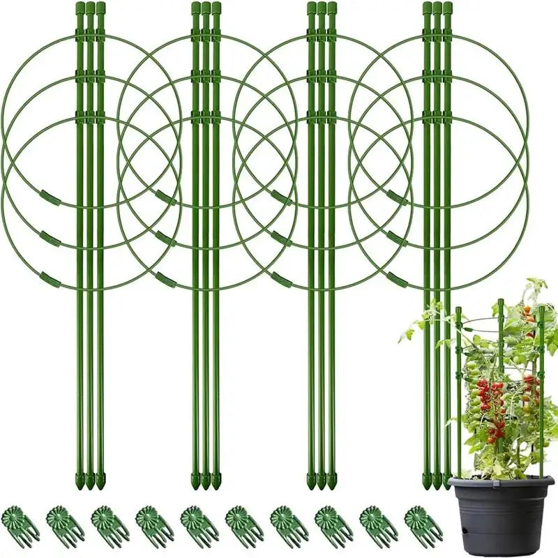 1/3/9 Stück/Set 3-Schichtige Pflanzenstütze Wachstumsstäbe Runde Pflanzenstützringe Kunststoff-Pflanzenkäfig-Holder Blumentopf-Kletterhilfe