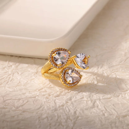 Luxus Edelstahl Ringe Vergoldet Bunte Stein Zirkon Kristall Herz Ring Für Frauen Hochzeit Boho Schmuck Weihnachtsgeschenk