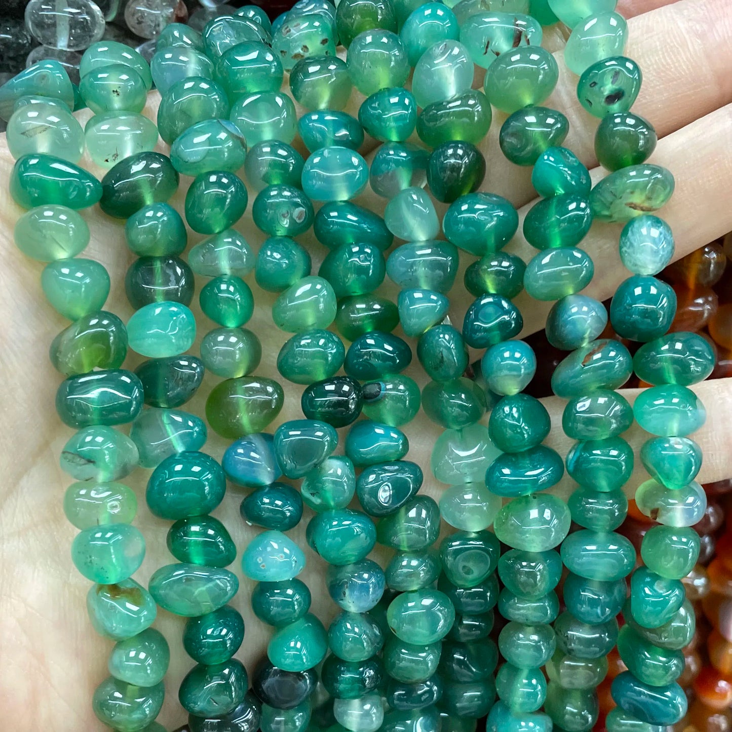 10-12mm Naturstein Rosenquarz Kristall Turmalin Achate Jade lose Abstand halter für Schmuck herstellung DIY Armband Halskette Materialien