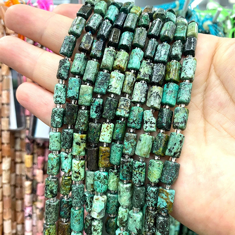 8x12mm Naturstein Grüner Malachit Unregelmäßiger Zylinder Lose Distanzperlen für Schmuckherstellung Diy Armband Charms Zubehör