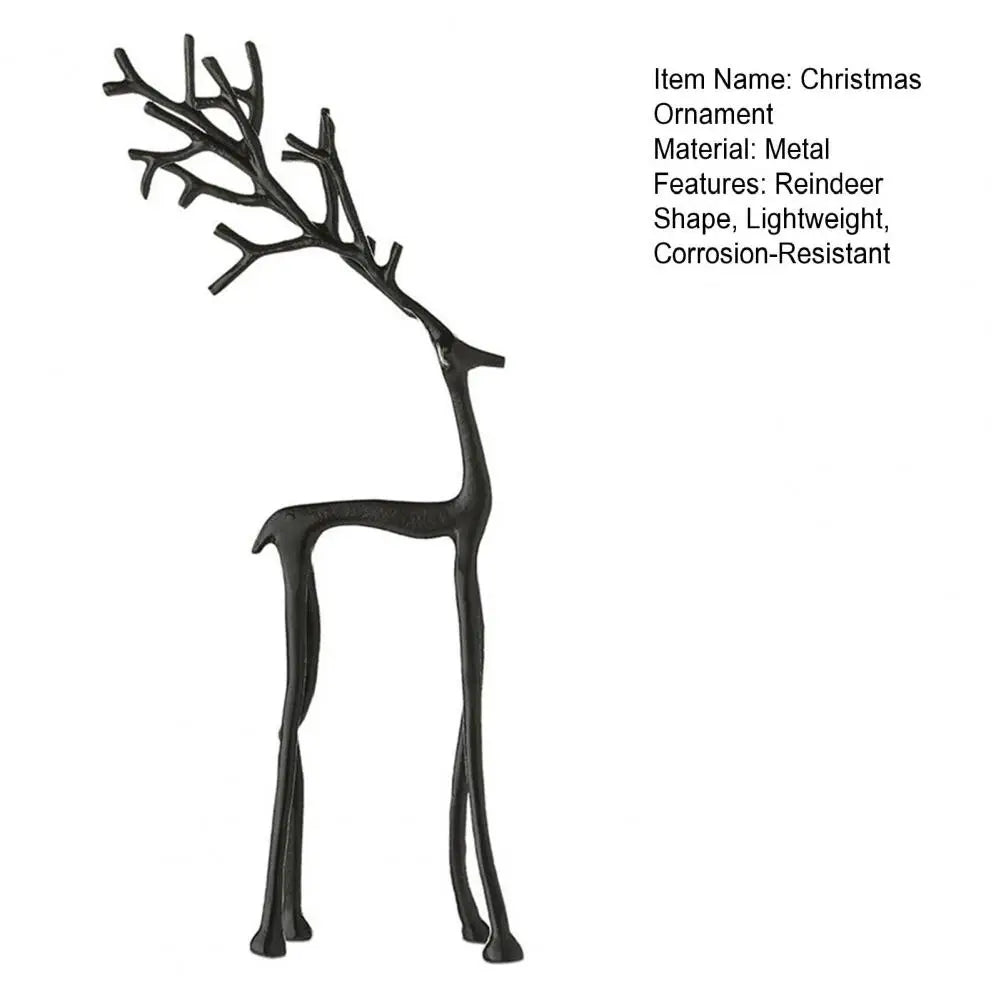 Schwarzes Rentier-Weihnachtsschmuck, leichte Metallfigur, Weihnachtsdekoration, Heimtisch, Tafelaufsatz, Bürodekoration, Hans Diego Diego Diego