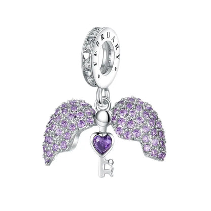 Lila Serie 925 Sterling Silber Traubenblüten Weinflasche Lebensbaum Tulpen Schnur-Dekoration Passend für DIY Armband Halskette Geschenk