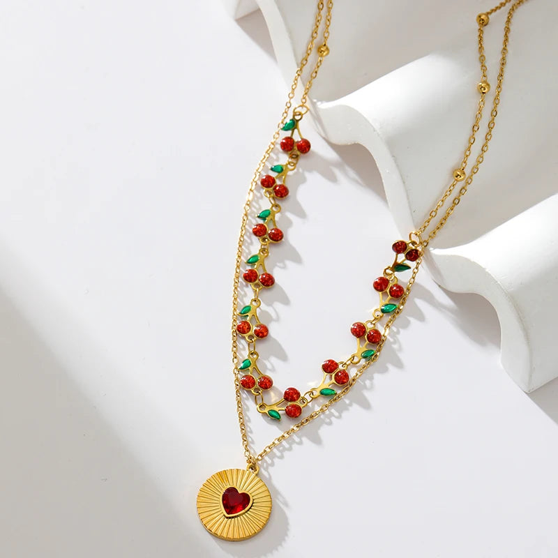 EILIECK 316L Edelstahl Sonne Herz Blume Anhänger Halskette 18K vergoldet Zubehör Charme handgemachten Schmuck für Frauen Mädchen