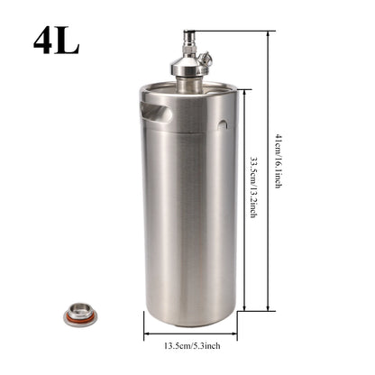 Mini-Fass mit Kugelverschluss, Speer, kohlensäurehaltiger Kappe, 2/4/5 l, Edelstahl 304, einwandig, tragbar, Picknick-Fässer, selbstgebrautes Bierfass