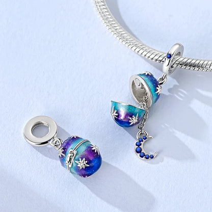 Blaue Serie aus 925er-Sterlingsilber, Eule, Schmetterling, Piratenschiff, Auto, Käfer, Clogs, Charm, passend für DIY-Armbänder, Halsketten, lustige passende Geschenke