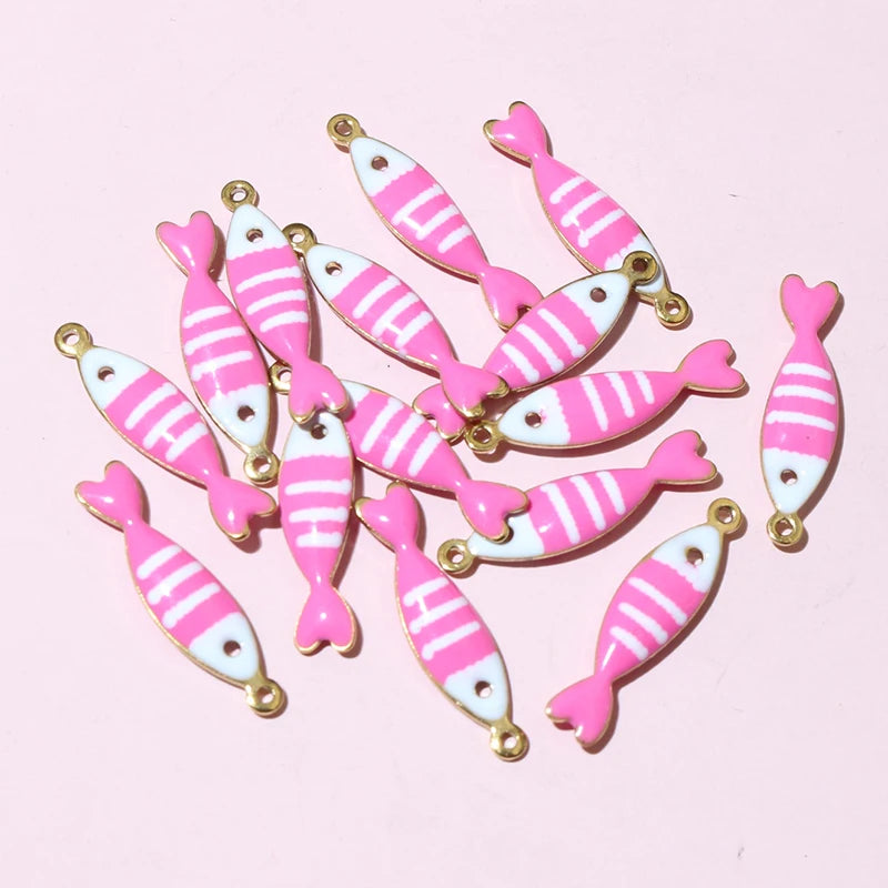 20 Stück Edelstahl Emaille Fisch Charms Anhänger 18x5mm Edelstahl DIY Schmuck Herstellung Zubehör für Ohrringe Halskette