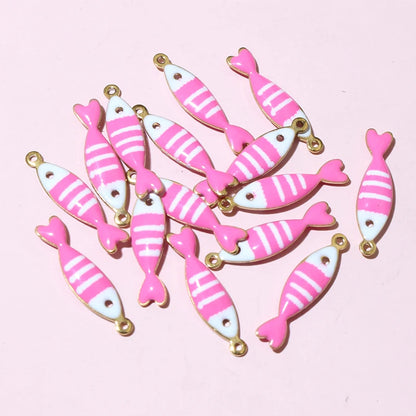 20 Stück Edelstahl Emaille Fisch Charms Anhänger 18x5mm Edelstahl DIY Schmuck Herstellung Zubehör für Ohrringe Halskette