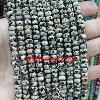 Natürliche Stein Dalmatiner Jaspis Runde Würfel Facettierte Rondelle Lose Spacer Perlen Für Schmuck Machen Charms DIY Armbänder Halskette