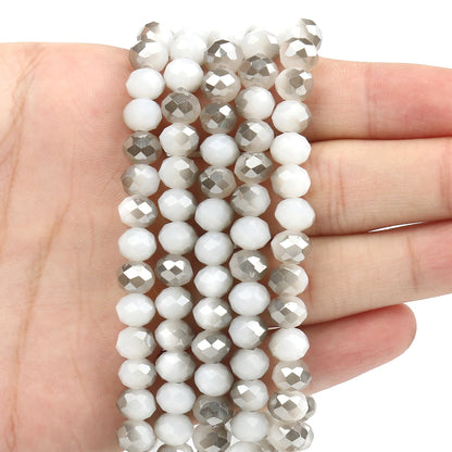3/4/6/8mm Facettierte Jade Weiße Kristall Glas Perlen Vergoldet Flache Runde Lose Perlen für Schmuck Machen Diy Armband Ohrring