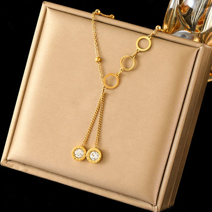 EILIECK 316L Edelstahl Metall Goldene Kette Teardrop Bling Zirkonia Halskette 18K PVD Überzogene Wasserdicht Mode Schmuck Frauen