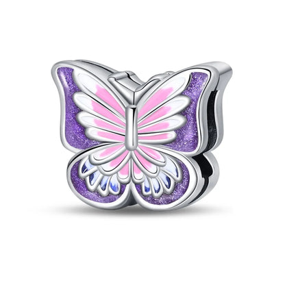 Bunter Schmetterlings-Quasten-Charm-Anhänger aus 925er-Sterlingsilber mit Perlen, passend für Original-Armbänder aus Silber für die Schmuckherstellung von Frauen