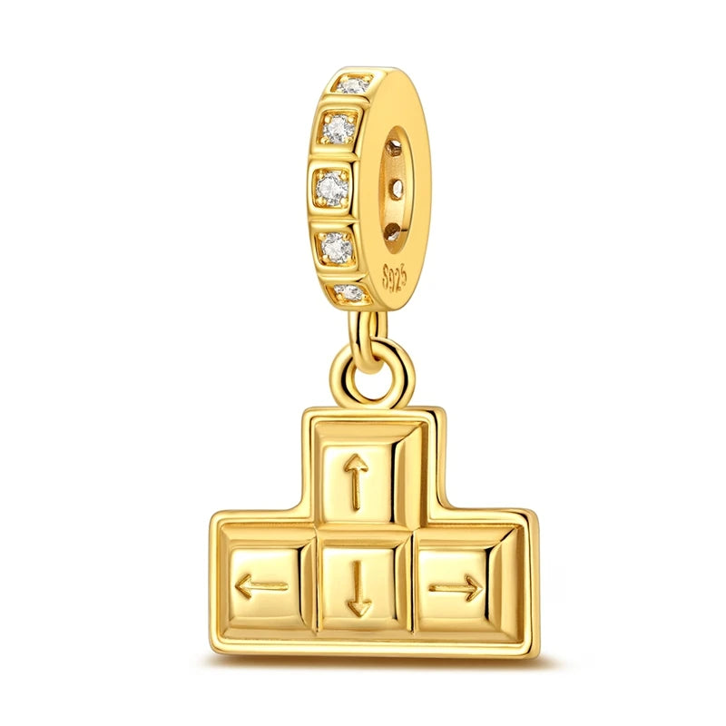 Golden Series Funkelnder Elefanten-Anhänger aus 925er-Sterlingsilber und 26 englische Alphabet-Anhänger, passend für Armbänder, exquisites Geschenk