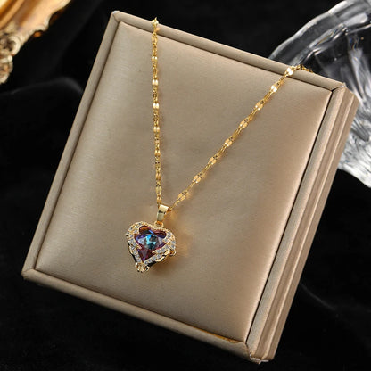 EILIECK 316L Edelstahl Metall Goldene Kette Teardrop Bling Zirkonia Halskette 18K PVD Überzogene Wasserdicht Mode Schmuck Frauen
