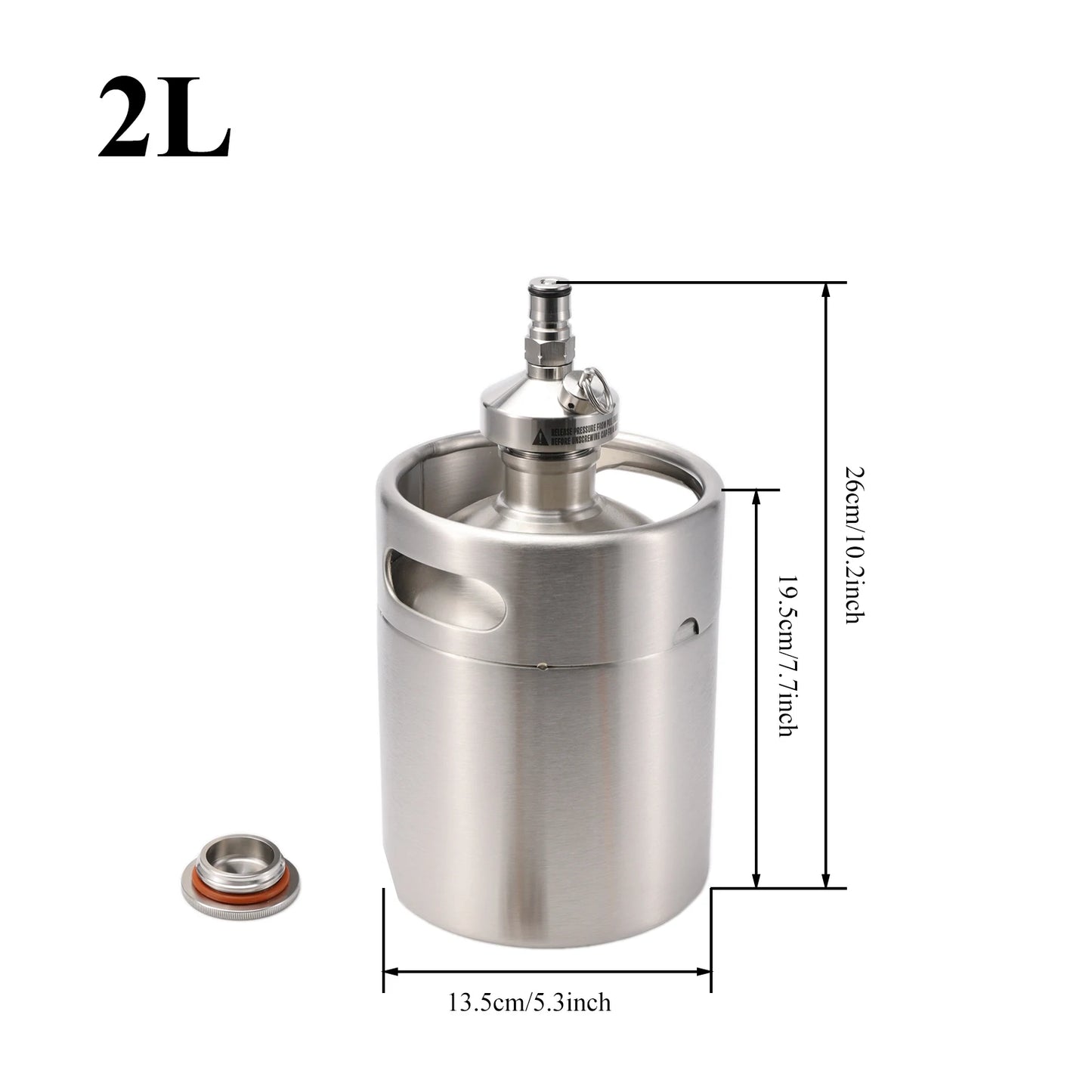 Mini-Fass mit Kugelverschluss, Speer, kohlensäurehaltiger Kappe, 2/4/5 l, Edelstahl 304, einwandig, tragbar, Picknick-Fässer, selbstgebrautes Bierfass