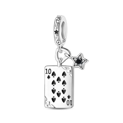 Geheimnisvoller Charm-Anhänger aus 925er-Sterlingsilber mit Hexen- und Tarotkarten-Spielkarten, passend für DIY-Armbänder, Halsketten, die als Glücksgeschenk wünscht