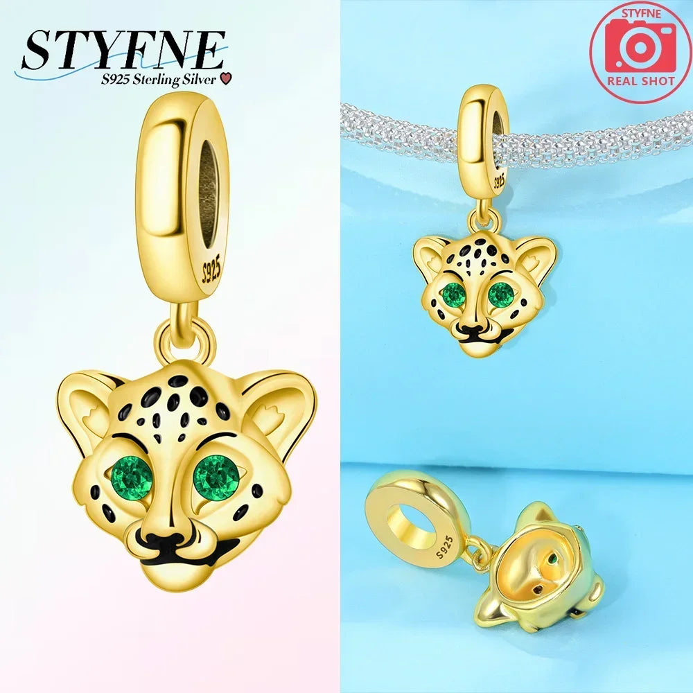 Exquisite Charms aus 925er Silber, Sika-Hirsch, Elch, Leopard, Löwe, Affe, Perlen, passend für Original-Charm-Armbänder, Mode-Anhänger, Geschenk