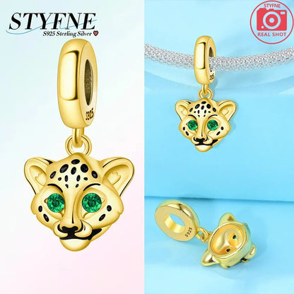 Exquisite Charms aus 925er Silber, Sika-Hirsch, Elch, Leopard, Löwe, Affe, Perlen, passend für Original-Charm-Armbänder, Mode-Anhänger, Geschenk