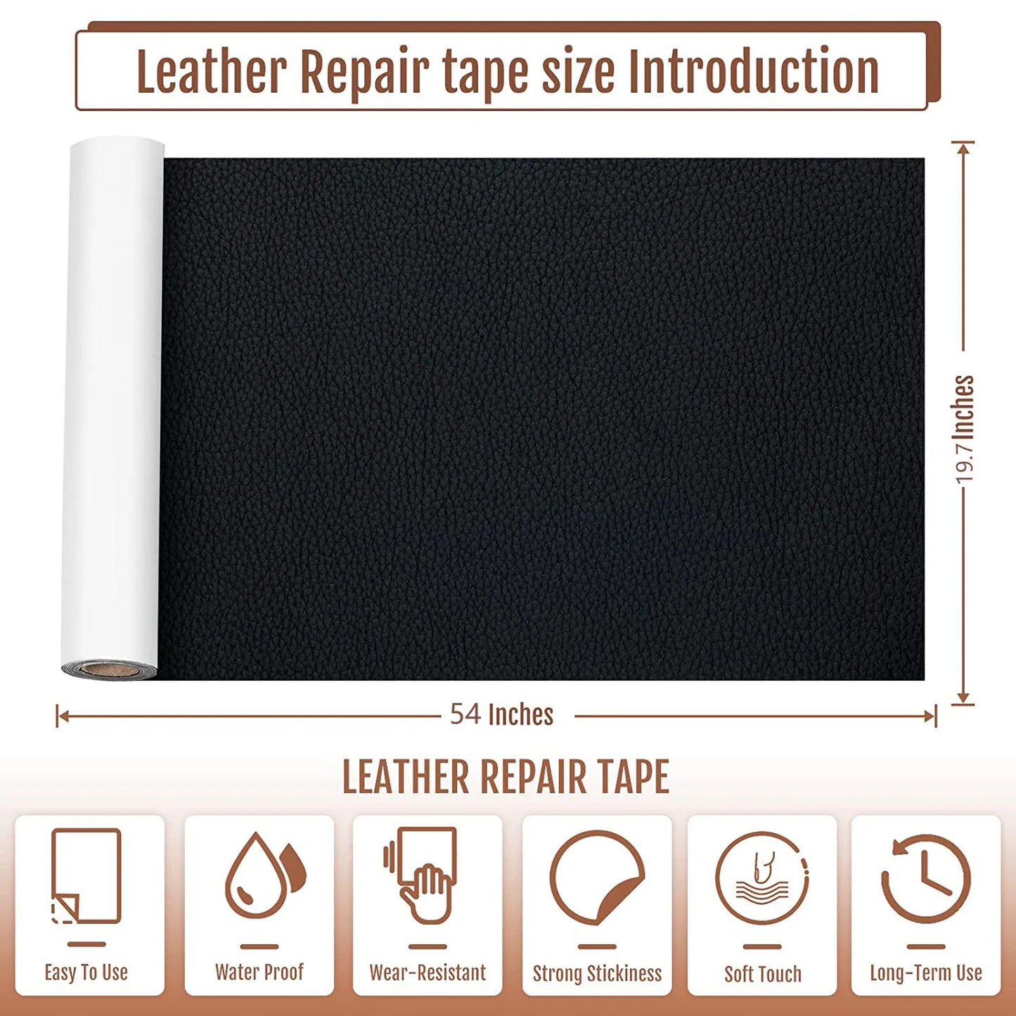Selbstklebendes Erste-Hilfe-Patch für Möbel, Schuhe, Leder-Patch, DIY, schwarzes, selbstklebendes Leder-Reparaturband für Sofa, 50 x 137 cm
