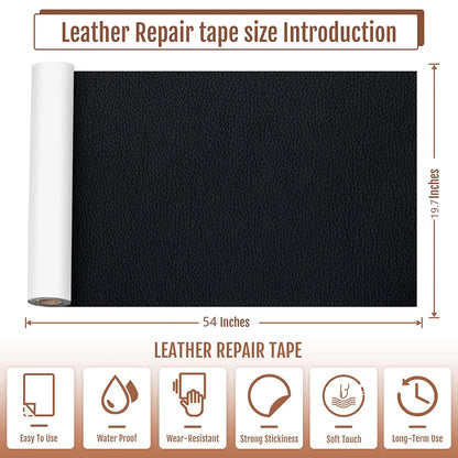Selbstklebendes Erste-Hilfe-Patch für Möbel, Schuhe, Leder-Patch, DIY, schwarzes, selbstklebendes Leder-Reparaturband für Sofa, 50 x 137 cm