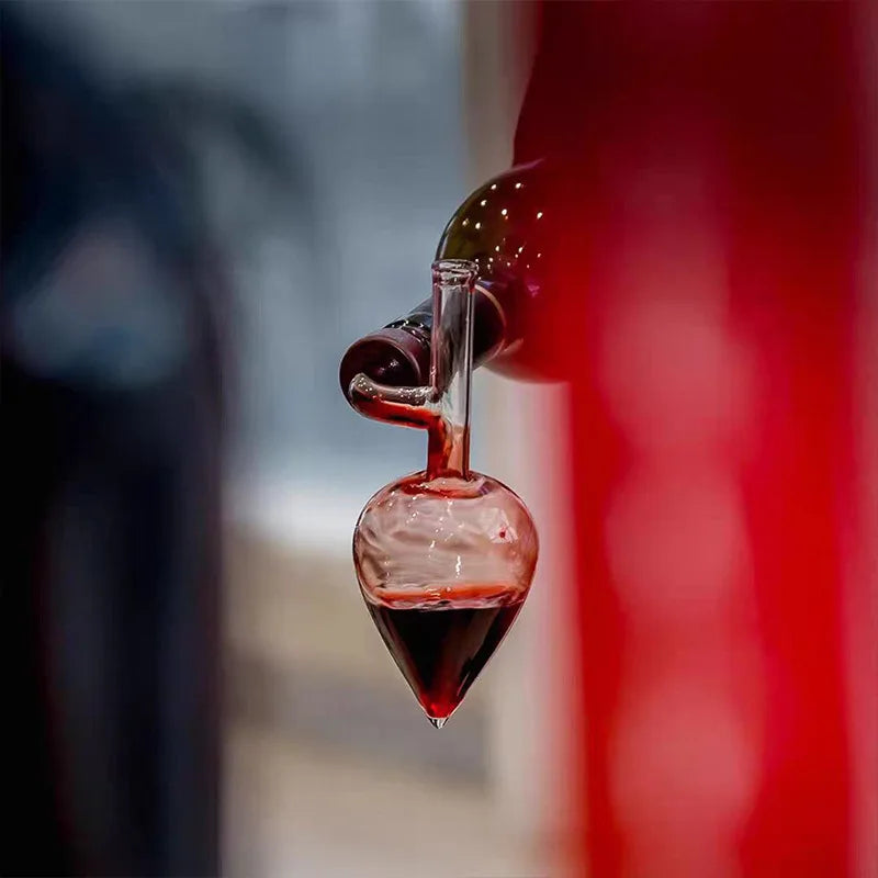 UNTIOR Rotwein-Belüfter, tragbar, rund/pfirsichförmig, transparent, schneller Dekanterauslauf, Glas-Bar-Ernüchungsgerät für Strandtisch