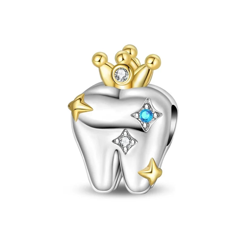 Funkelnde blaue Seestern-Perlen und Seepferdchen aus 925er-Sterlingsilber, passend für Schlangenarmband, Boutique-Halskette, Gold-Anhänger, Geschenk