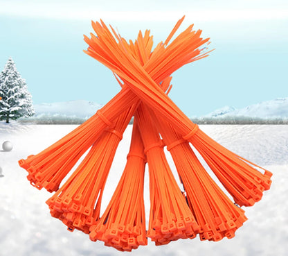 Selbstsichernder Kabelbinder, Farbe: Kunststoff, Nylon, Draht, Kabelbinder, 100 Stück, orange Kabelbinder, Befestigungsschlaufe, Kabelmanagementbinder