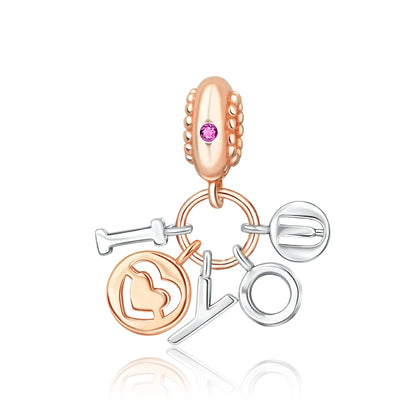 Roségold-Serie, 925er-Sterlingsilber, Zwölf Sternbilder, Halbmondkrone, High-Heel-Charm, passend für DIY-Armbänder, Halsketten, Geschenke