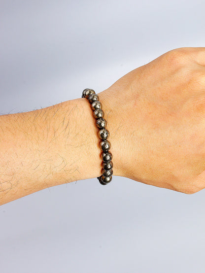 Natural Pyrite Stone Bead Bracelet for Wealth Abundance Confidence Boost Positive Energy Flow & Protective Empowerment Jewelry