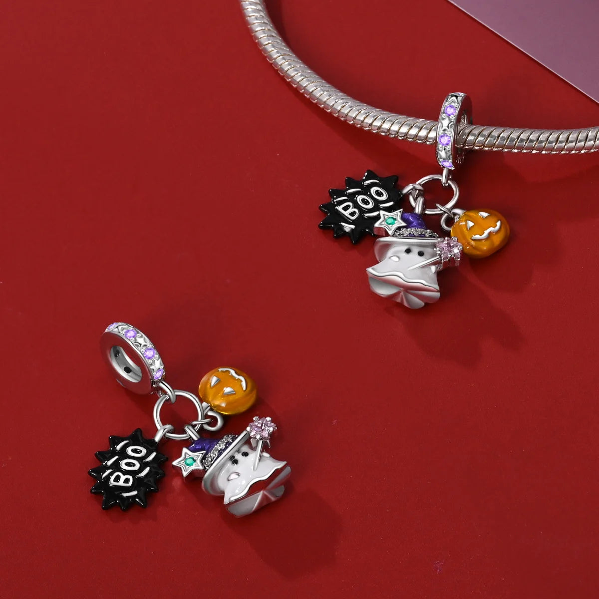 Heißer Verkauf 925er Sterlingsilber Kürbiskopfperlen & fliegende Hexe baumelnder Charm passend für Armband Halloween Anhänger Zubehör Geschenke