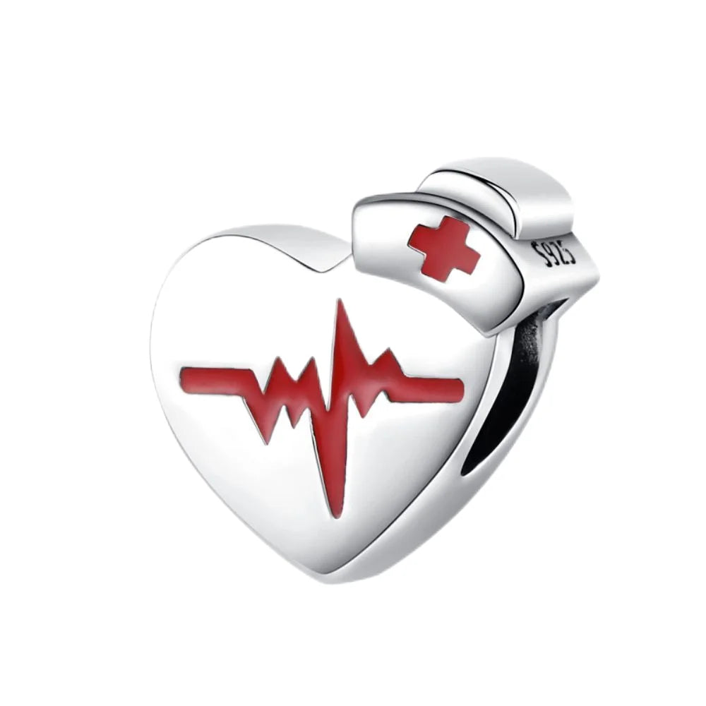 Klassische Krankenwagenperlen und Pillen-Stethoskop-Medizinbox aus 925er-Sterlingsilber, baumelnder Charm, passend für Armbänder, Krankenschwester-Tag-Anhänger, Geschenke