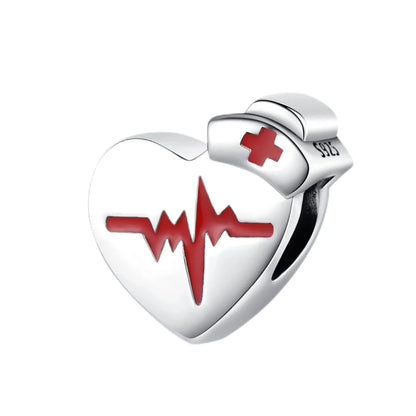 Klassische Krankenwagenperlen und Pillen-Stethoskop-Medizinbox aus 925er-Sterlingsilber, baumelnder Charm, passend für Armbänder, Krankenschwester-Tag-Anhänger, Geschenke