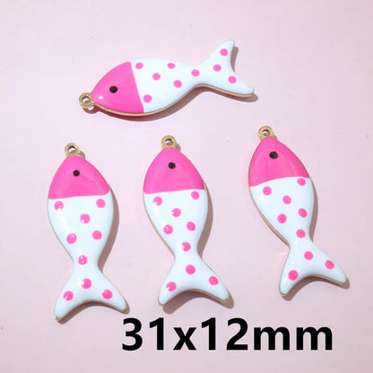 10 Stück Edelstahl Emaille Fisch Charms Anhänger 31x12mm DIY Schmuck Making Zubehör Erkenntnisse für Halsketten Ohrringe Armbänder