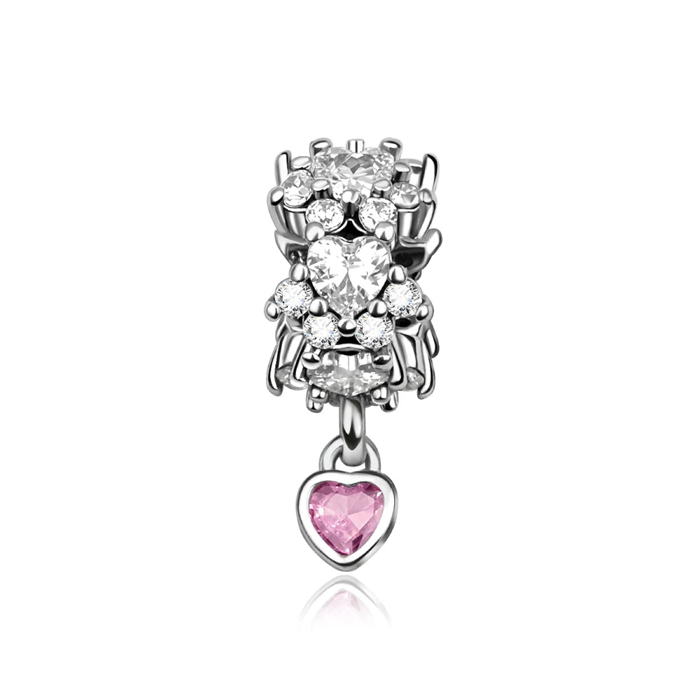 Romantischer 925 Sterling Silber Liebesschlüssel Herz-zu-Herz Charm für DIY Armband Halskette Verlobung Party Geschenke