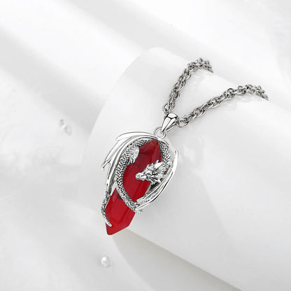 Eudora Dragon Twining Sechseckige Natürliche Karneol Prismatische Halskette Punk Heilstein Anhänger Edlen Schmuck für Frauen Mann Geschenk