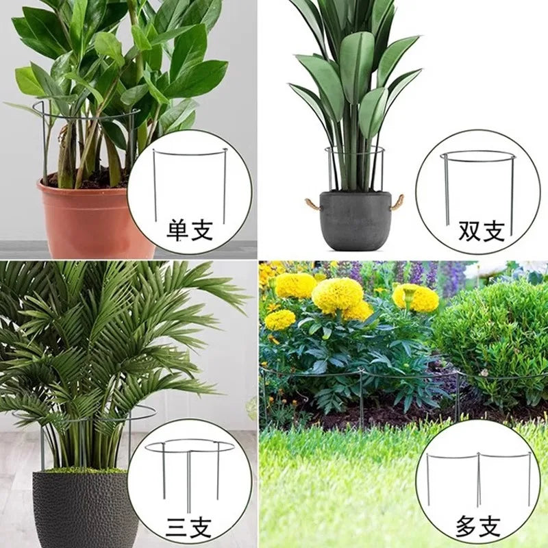 6/10 Stück Stützpfahl für Gartenpflanzen, robuster, vernetzender halbrunder Pfingstrosen-Stützringkäfig, Stützregal für Pflanzen