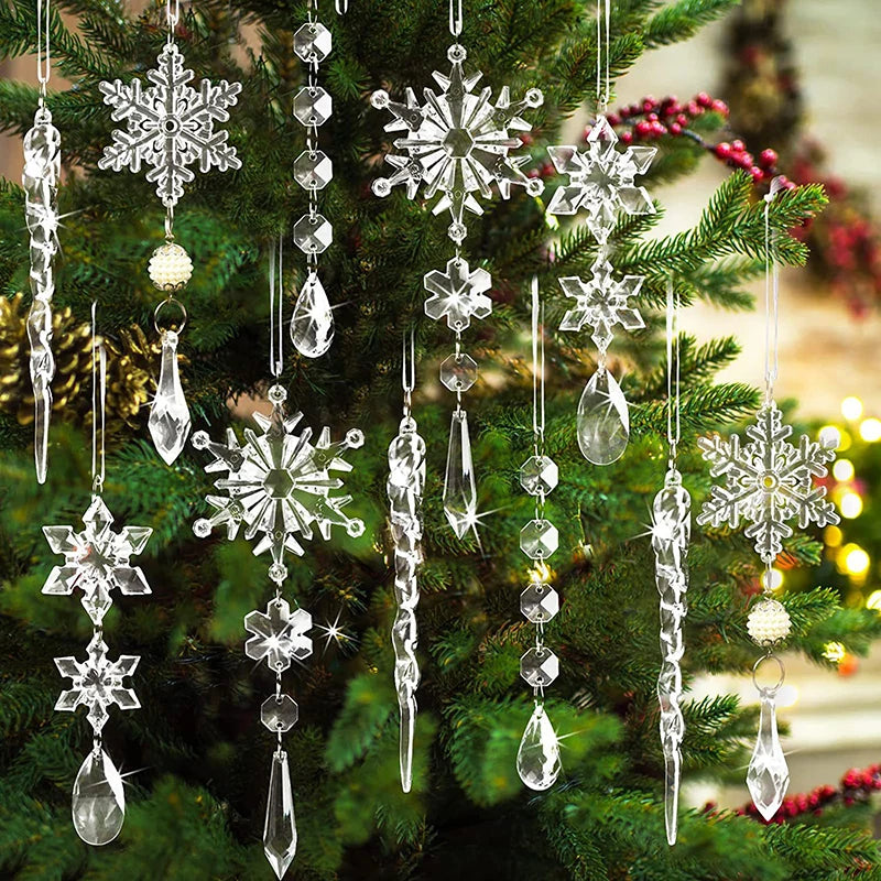 10 stücke Kristall Schneeflocke Hängen Anhänger Für Home Weihnachten Dekoration Xmas Party Decor Liefert Hochzeit Geburtstag Natal Navidad