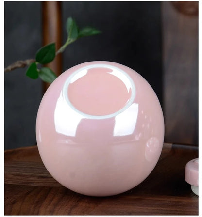 1 Piece Pink Ceramic Urn with Claw Print for Ashes, Small Cat and Dog Ceramic Ash Storage Jar, Pink Pet Hair Jar, Pet Funeral Supplies