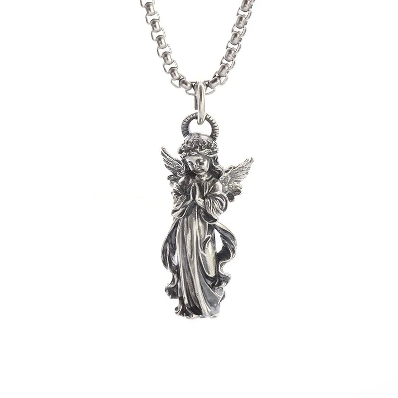Vintage Gothic Totenkopf Jesus Kreuz Anhänger Halskette Katholischer Schmuck für Männer Punk Religiöse Amulett Halskette
