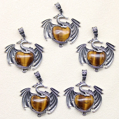 10 Stück bunte Drachen Naturstein Amethyst Quarz Kristall Herz Perle Anhänger für DIY Schmuck Halskette Anhänger Frauen Geschenke