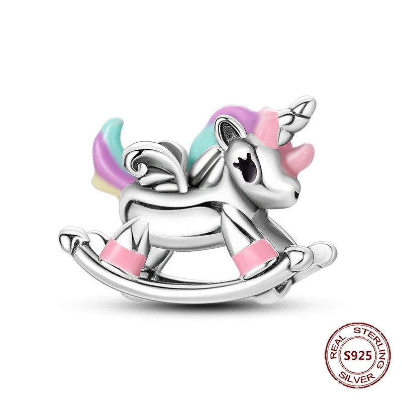 Gelber Sonnenblumen-Charm aus 925er Silber, Original-Zirkon, Kolibri, Einhorn-Charms, passend für Armbänder, DIY-Schmuck für Frauen, Hochzeitsgeschenk