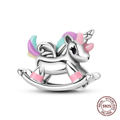 Gelber Sonnenblumen-Charm aus 925er Silber, Original-Zirkon, Kolibri, Einhorn-Charms, passend für Armbänder, DIY-Schmuck für Frauen, Hochzeitsgeschenk