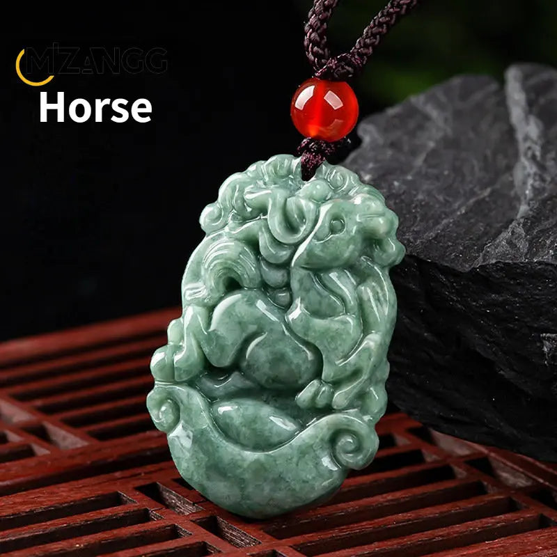 Natürliche eine Ware Jadeit zwölf chinesische Tierkreis Ratte Tiger Anhänger Schmuck hand geschnitzte benutzer definierte Maskottchen Schmuck Jade Halskette Geschenk