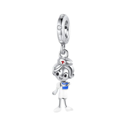 Klassische Krankenwagenperlen und Pillen-Stethoskop-Medizinbox aus 925er-Sterlingsilber, baumelnder Charm, passend für Armbänder, Krankenschwester-Tag-Anhänger, Geschenke