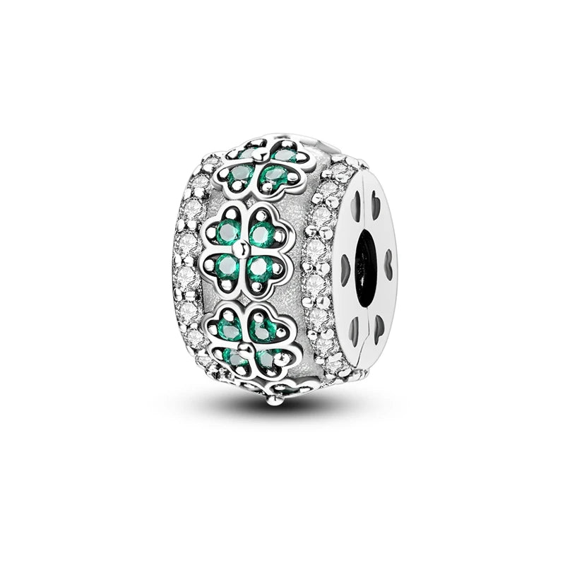 Neue 925 Sterling Silber Charm Perlen Vierblättriges Kleeblatt Anhänger Für Original Armband Halskette Frauen DIY Geschenke