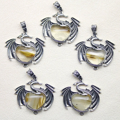 10 Stück bunte Drachen Naturstein Amethyst Quarz Kristall Herz Perle Anhänger für DIY Schmuck Halskette Anhänger Frauen Geschenke