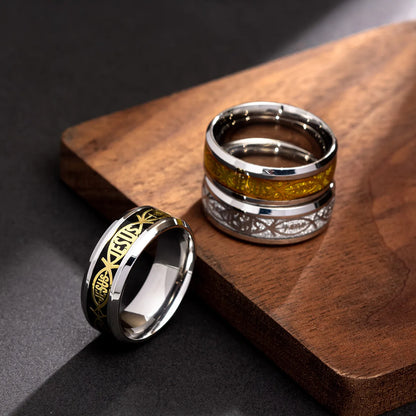 Jesus-Buchstabe, 316L-Edelstahlring für religiöse christliche Männer und Frauen, Geschenk, Schmuck, Serenity, männliches Bibelkreuz