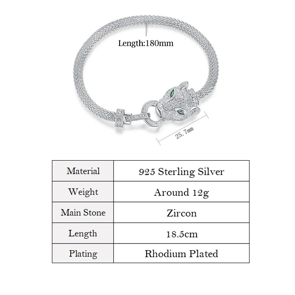 ALLNOEL Armband aus 925er-Sterlingsilber, Tier-Hip-Hop-Mode-Damenarmband, glänzendes Zirkonia-Armband, Schmuck, Geschenk