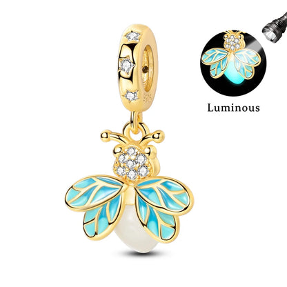 Original-Charm-Perlen aus 925er-Sterlingsilber, goldener Leopard, Glühwürmchen, Schmetterling, Heißluftballon-Perlen, passend für DIY-Armbänder, edler Schmuck
